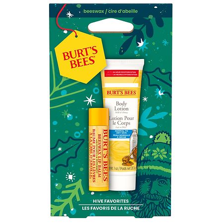 Burt's Bees Hive Favorites Beeswax Holiday Gift Set, Beeswax Lip Balm and Body Lotion