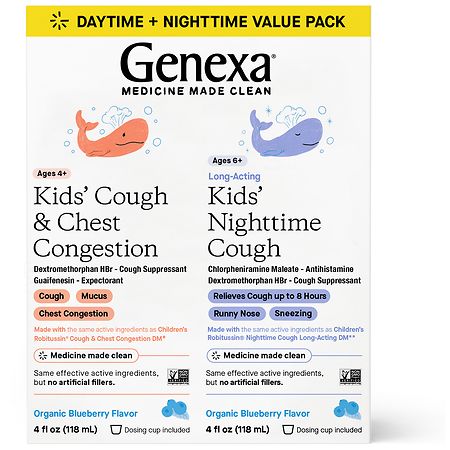 Genexa Kids' Daytime + Nighttime Cough Relief Blueberry