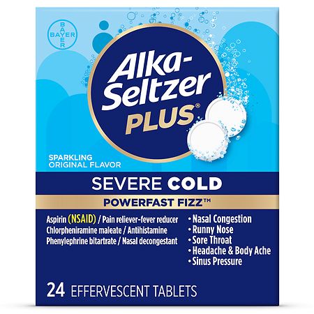 Alka-Seltzer Plus Severe Cold Effervescent Tablets Sparkling Original