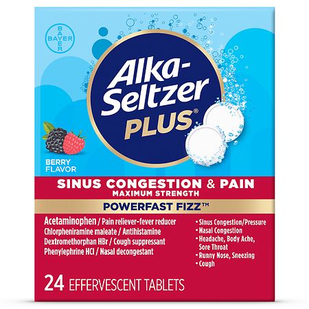Alka-Seltzer Plus Sinus Congestion & Pain Effervescent Tablets Berry
