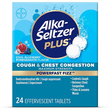 Alka-Seltzer Plus Cough & Chest Congestion Effervescent Tablets Cool Blueberry Pomegranate