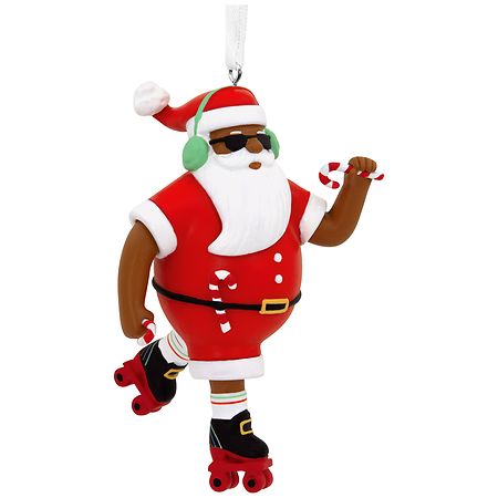 Hallmark Mahogany Roller Skating Black Santa Claus Christmas Ornament