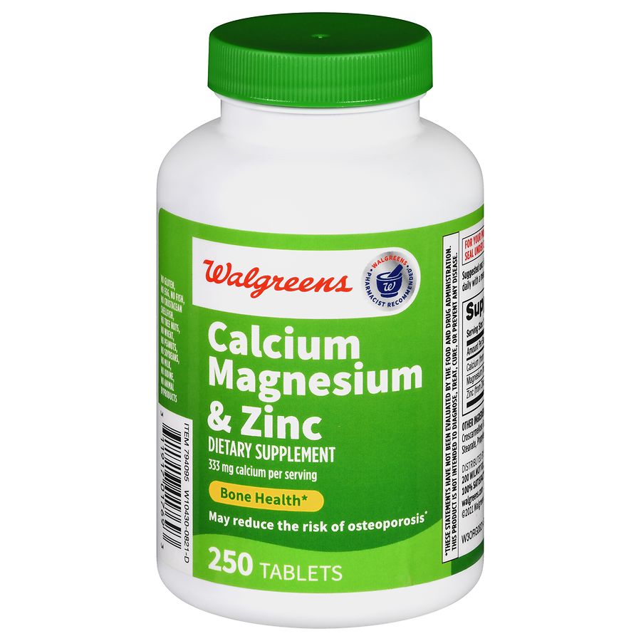 Walgreens Calcium 333 Mg Magnesium Zinc Tablets 250 Days Walgreens