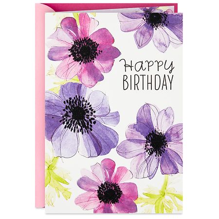 Hallmark Birthday Card (Wishing You Every Beautiful Thing Watercolor Flowers) E74