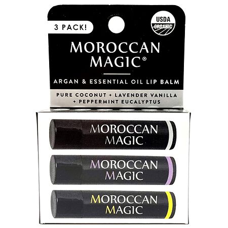 Moroccan Magic Lip Balm Coconut, Lavender Vanilla, Peppermint Eucalyptus