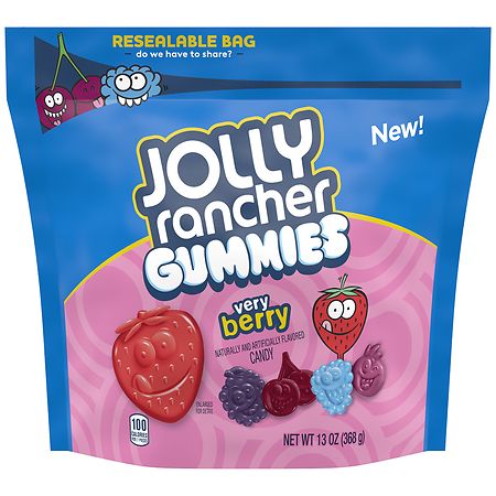 Jolly Rancher Gummies Candy, Resealable Bag Very Berry