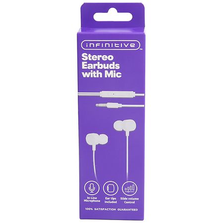 Infinitive Stereo Earbuds With Mic White