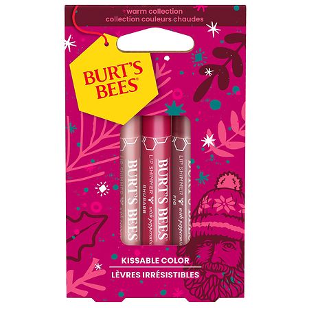 Burt's Bees Kissable Color Holiday Gift Set, Warm Collection, Lip Shimmers