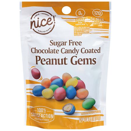 Nice! Sugar Free Chocolate Candy Coated Peanut Gems