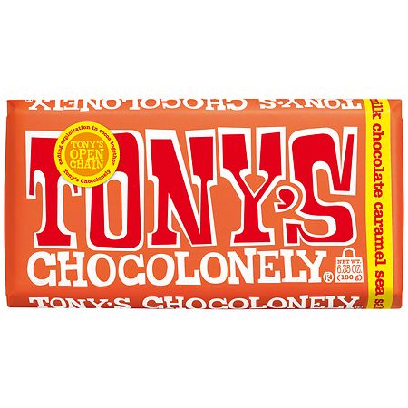 Tony's Chocolonely Candy Bar Milk Chocolate Caramel Sea Salt