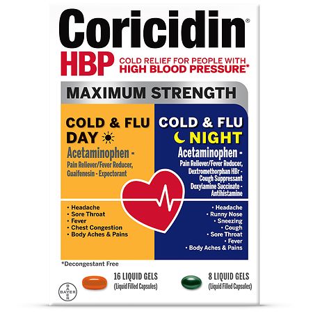 Coricidin HBP Cold & Flu Day + Night Liquid Gels