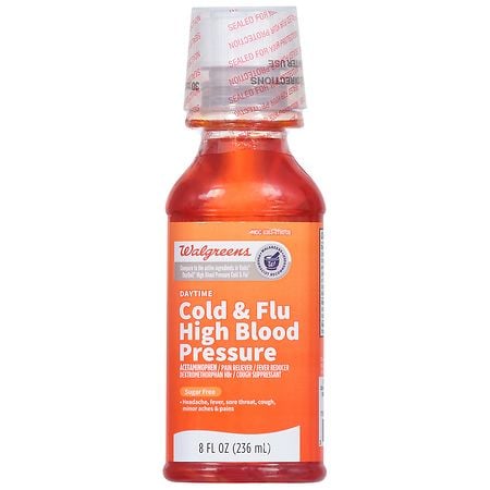 Walgreens Daytime Cold & Flu High Blood Pressure Liquid Sugar Free