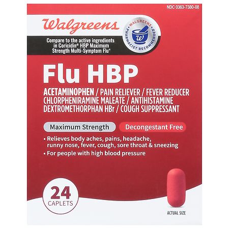 Walgreens Flu HBP, Maximum Strength, Caplets