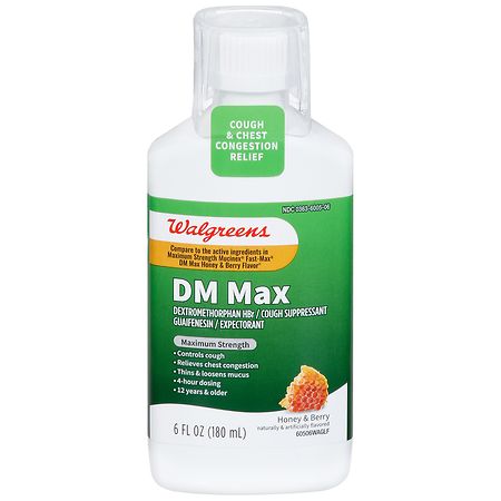 Walgreens Maximum Strength DM Max Cough & Chest Congestion Relief Honey & Berry
