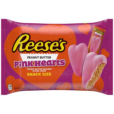 Reese's Peanut Butter Snack Size Hearts Candy Bag Pink Creme
