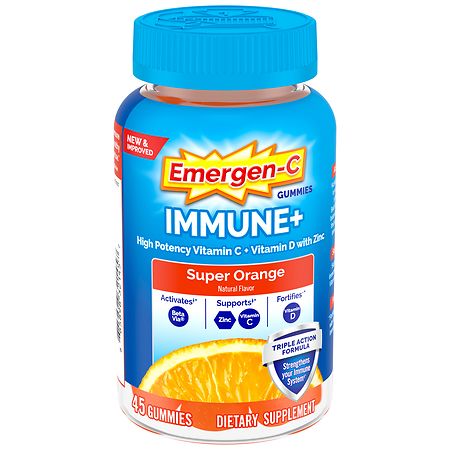 Emergen-C Immune+ Triple Action Gummies Super Orange