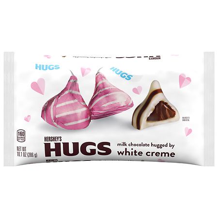 Hershey's Hugs Valentine's Day Candy, Bag Milk Chocolate and White Creme