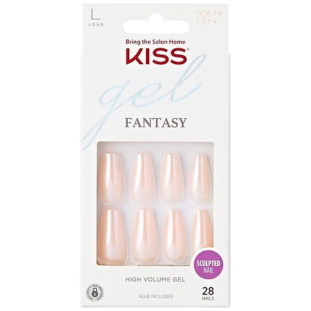 Kiss Gel Fantasy Sculpted Press-On Nails Long Pink