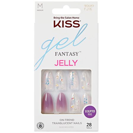 Kiss Gel Fantasy Jelly Press-On Nails Medium Pink & White