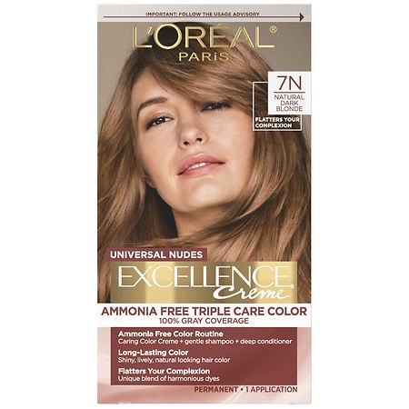 L'Oreal Paris Excellence Universal Nudes No Ammonia Permanent Hair Color, 100 Percent Gray Coverage Natural Dark Blonde