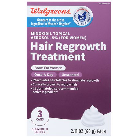 Walgreens Women's 5% Minoxidil Foam Hair Regrowth Treatment 180 Day Supply