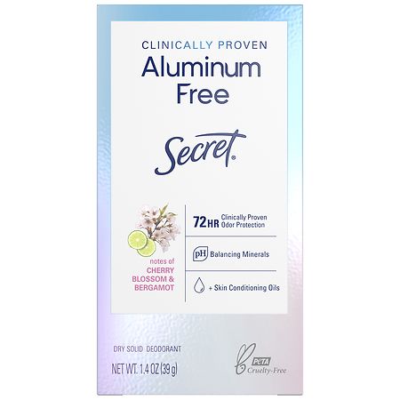 Secret Aluminum Free Deodorant Dry Solid Cherry  & Bergamot