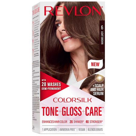 Revlon ColorSilk ColorSilk Tone + Gloss + Care Demi-Permanent Hair Color 6 Light Brown