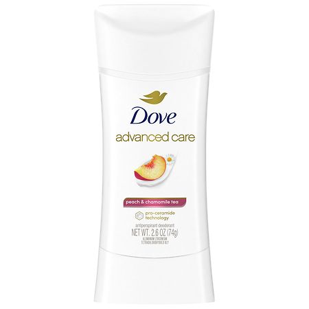 Dove Advanced Care Antiperspirant Deodorant Stick 72 Hour Odor Control and All-Day Sweat Protection Peach & Chamomile Tea