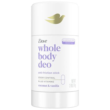 Dove Whole Body Deo Aluminum Free Anti-Friction Deodorant Stick Coconut + Vanilla