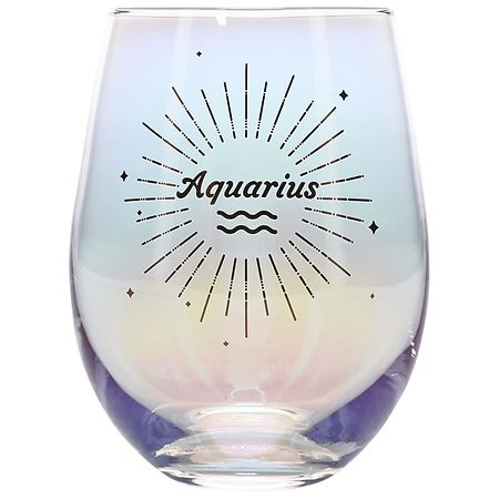 Festive Voice Aquarius Zodiac Wine Glass