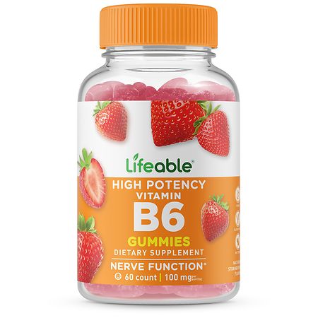 Lifeable Vitamin B6 Nerve Function Gummies Strawberry