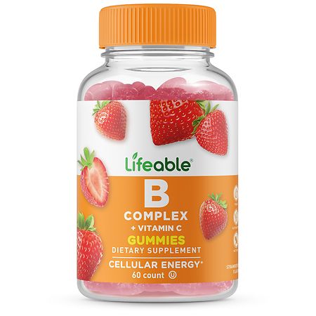 Lifeable B Complex + Vitamin C Cellular Energy Gummies Strawberry