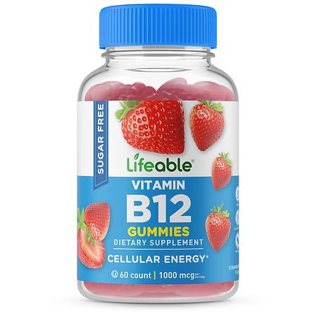 Lifeable Sugar Free Vitamin B12 Cellular Support Gummies Strawberry