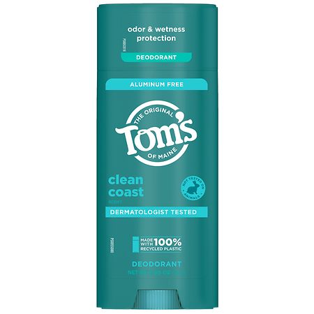 Tom's of Maine Natural Deodorant for Men and Women Aluminum Free Clean Coast