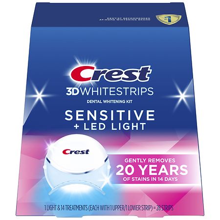 Crest 3DWhitestrips Sensitive + LED Light At-Home Teeth Whitening Kit