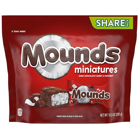 Mounds Miniatures Candy, Share Pack Coconut and Dark Chocolate