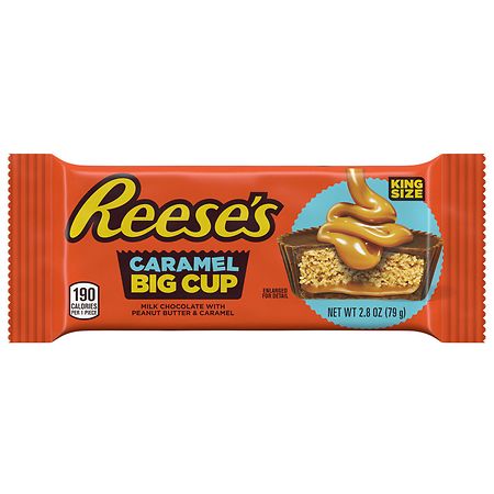 Reese's Big Cup King Size Peanut Butter Cups, Candy, Pack Caramel Milk Chocolate