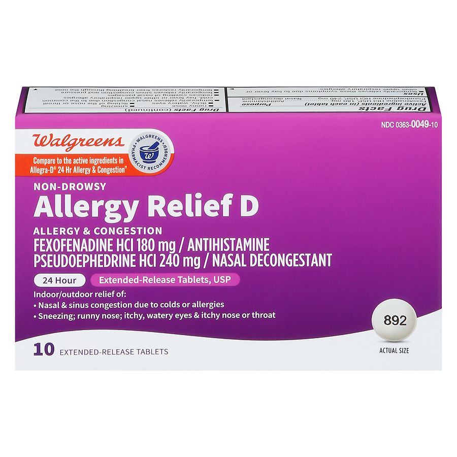 Walgreens Non Drowsy Allergy Relief D Extended Release Tablets Walgreens