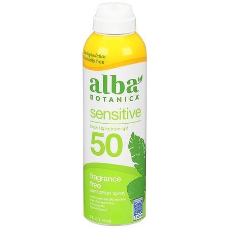 Alba Botanica Sensitive Broad Spectrum SPF 50 Sunscreen Spray Fragrance Free