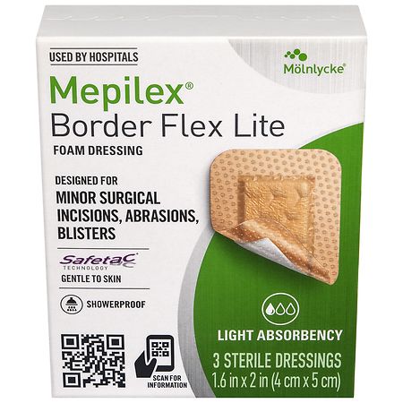 Mepilex Border Flex Lite Flexible, All-In-One Silicone Foam Adhesive Dressing 1.6" x 2"