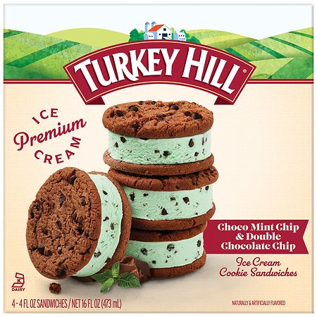 Turkey Hill Ice Cream Cookie Sandwiches Choco Mint Chip & Double Chocolate Chip