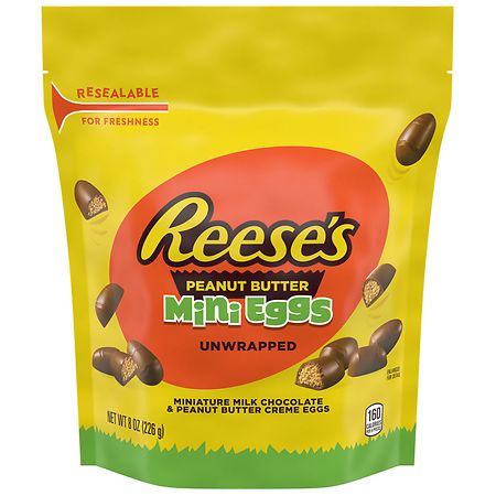 Reese's Peanut Butter Creme Mini Eggs, Easter Candy, Resealable Bag Milk Chocolate