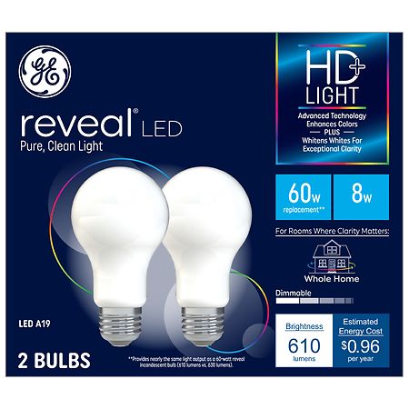 GE Reveal 9 Watts HD+ LED Light Bulbs