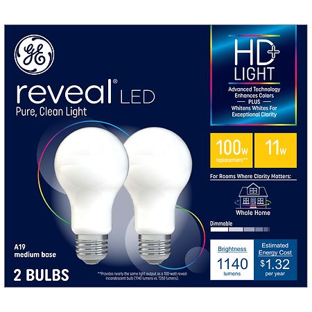GE Reveal 11 Watts HD+ LED Light Bulbs