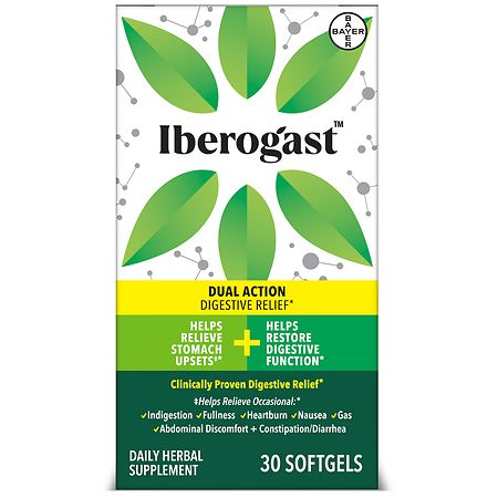 Iberogast Dual Action Digestive Relief Daily Herbal Supplement Softgel