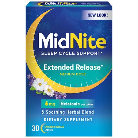 Midnite Time Release Drug-Free Sleep Aid, 6mg Melatonin Plus Herbs