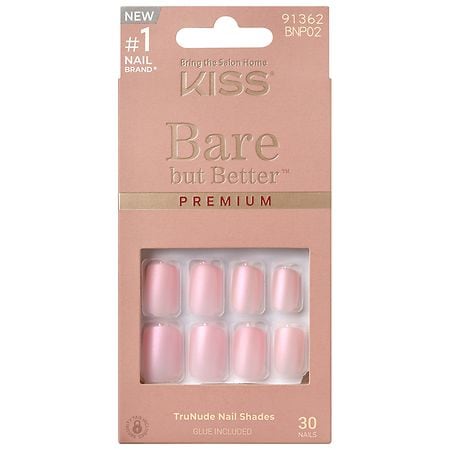 Kiss Bare but Better Trunude Nail Shades Premium Sculpted Nails Short