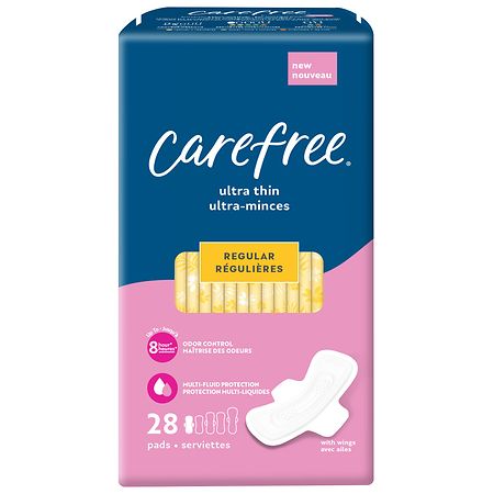 Carefree Pads Ultra Thin with Wings, Regular Absorbency