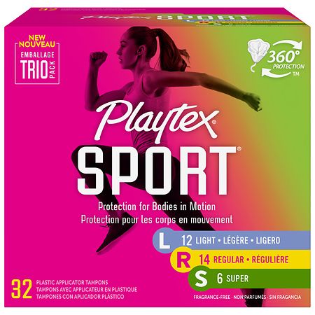 Playtex Sport Tampons Tampons Light, Regular, Super Absorbency Multipack Unscented