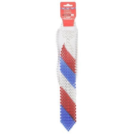 Festive Voice Stars & Stripes Beaded Tie Red, White, Blue